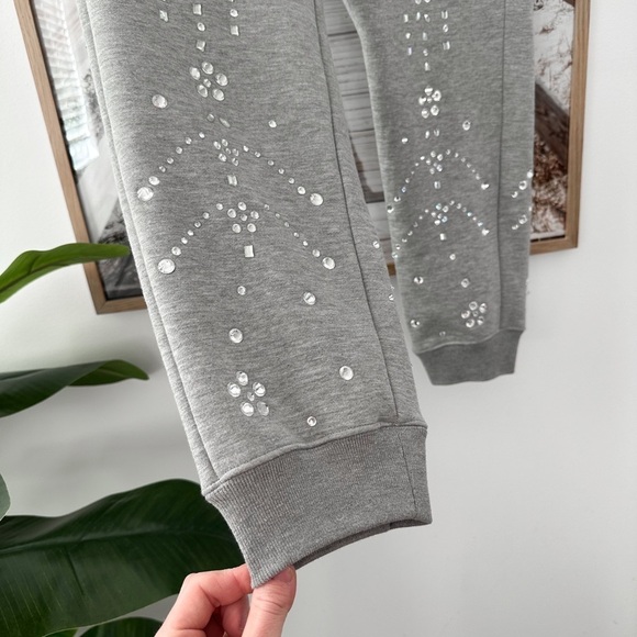 CYNTHIA ROWLEY Rhinestone Embellished Grey Sweatpants - Picture 9 of 15